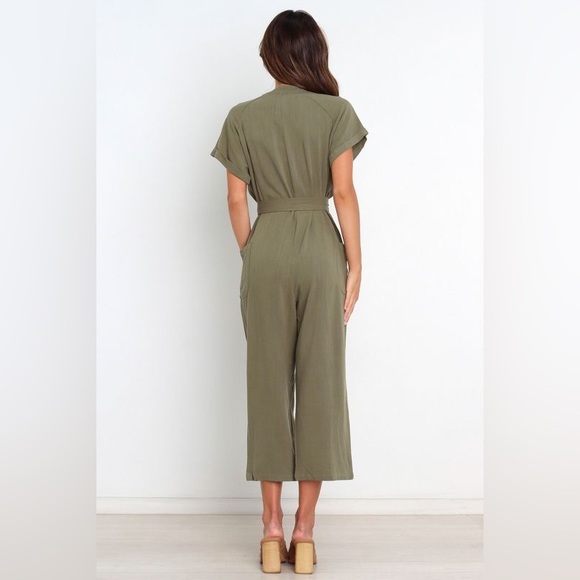 Petal & Pup Pants & Jumpsuits Maverick Jumpsuit In Olive 0 Linen